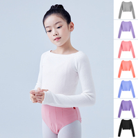 Girls Ballet Dance Sweater Elastic Flat Shoulder Sweater Teen Children Autumn Winter Pullovers Long Sleeve Knitwear