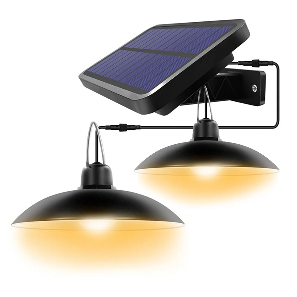 

Double Head Solar Pendant Light Outdoor Indoor Solar Lamp With Line Warm White/White Lighting For Camping Garden Yard