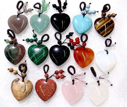 25mm Natural stone tiger eye Turquoises Quartz Crystal Heart-shaped pendant for diy Jewelry making Necklaces Accessories A6pcs