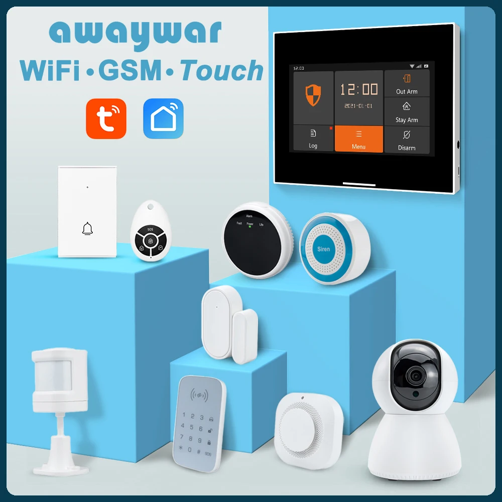 Tuya smart home sistema di allarme WiFi GSM protezione di sicurezza kit antifurto smart life APP telecomando OTA con sensore di movimento sirena