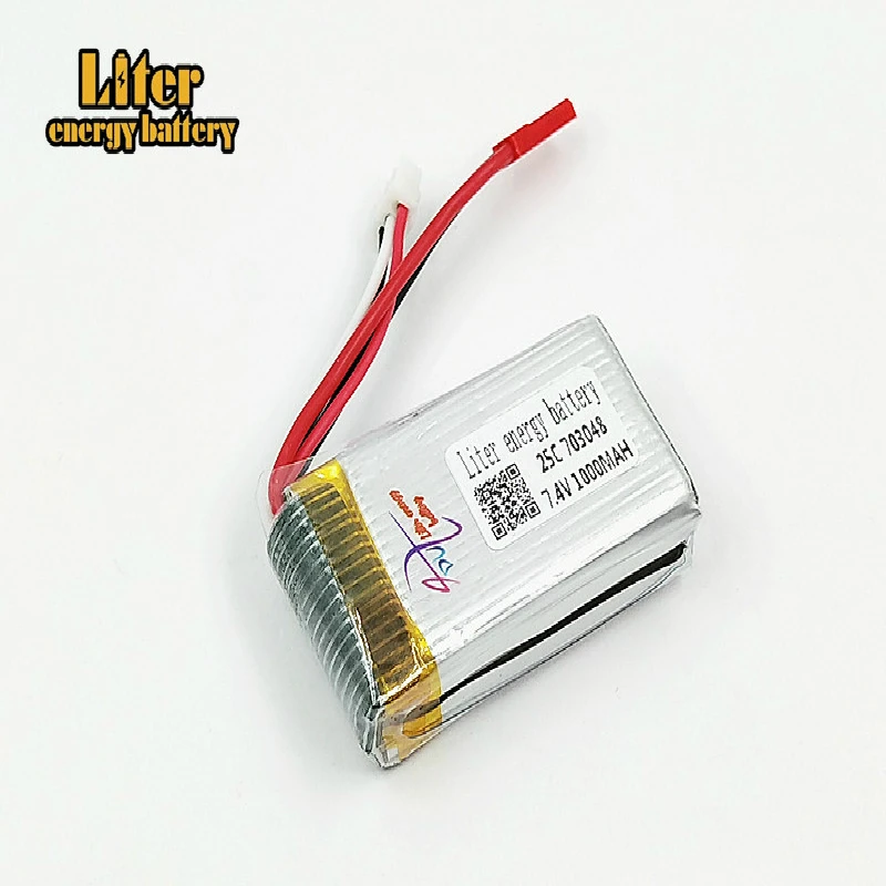 5pcs 2s 7.4V 1000mah Battery For MJXRC Battery Lipo 7.4 V 1000 mah 703048 2s JST Plug toy battery 25c