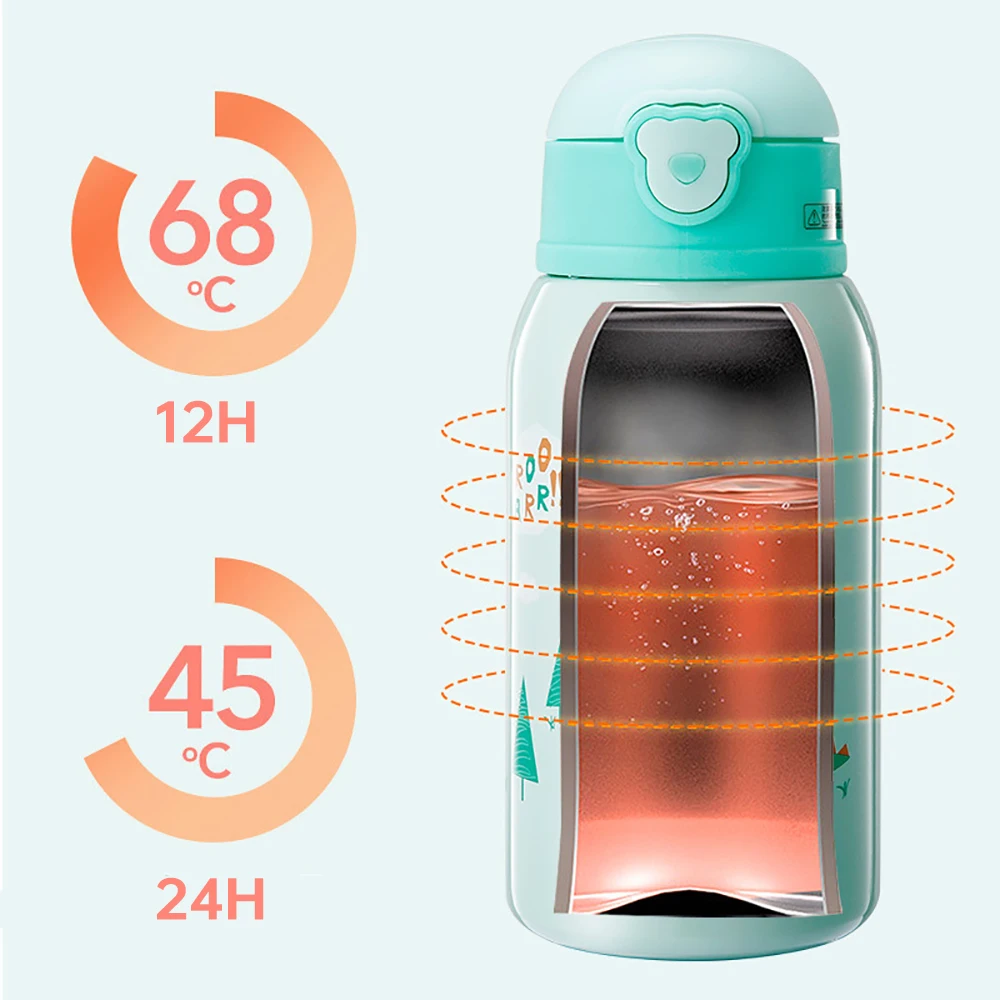 Double Layers 316 Stainless Steel Thermos Cup for Kids, Cartoon Drinking Water Bottles, Children Insulated Cups, Home and School