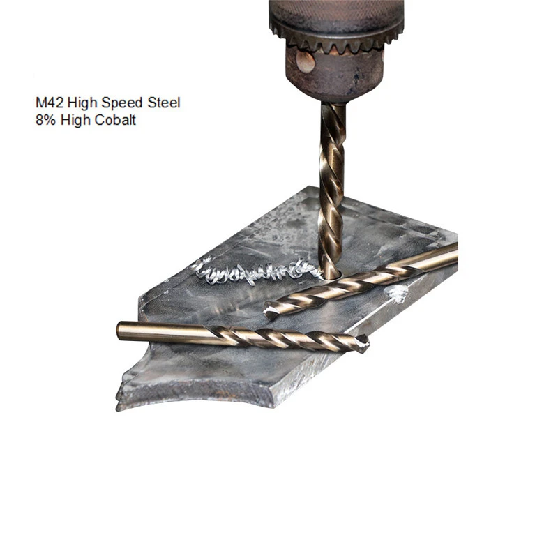 OIMG M42 HSS-Co Set di punte elicoidali 8% Punta da trapano ad alto contenuto di cobalto Durezza 68-70 HRC per acciaio inossidabile Legno Metallo Utensili per la lavorazione del legno