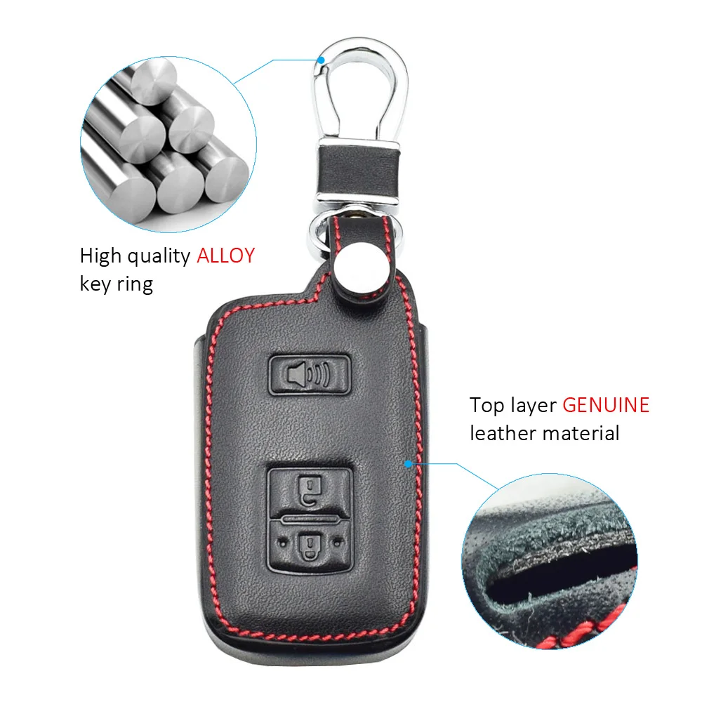 Leather Car Key Cover Bag For Toyota Tacoma Land Cruise 2016 2017 Smart Keychain Remote Fobs Shell Protector Case Auto Accessory