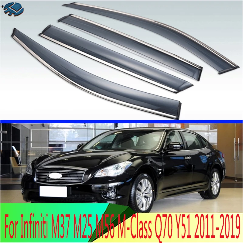 

For Infiniti M37 M25 M56 M-Class Q70 Y51 2011-2019 Plastic Exterior Visor Vent Shades Window Sun Rain Guard Deflector 4pcs