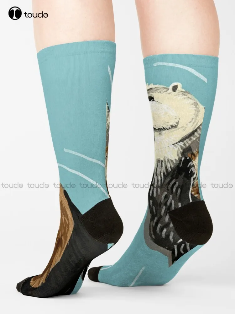 Alaska Sea Otter ถุงเท้าสีดำถุงเท้าเตะฟุตบอลส่วนบุคคลที่กำหนดเอง Unisex ผู้ใหญ่วัยรุ่นเยาวชนถุงเท้า360 ° พิมพ์ดิจิตอล Hd คุณภาพสูง