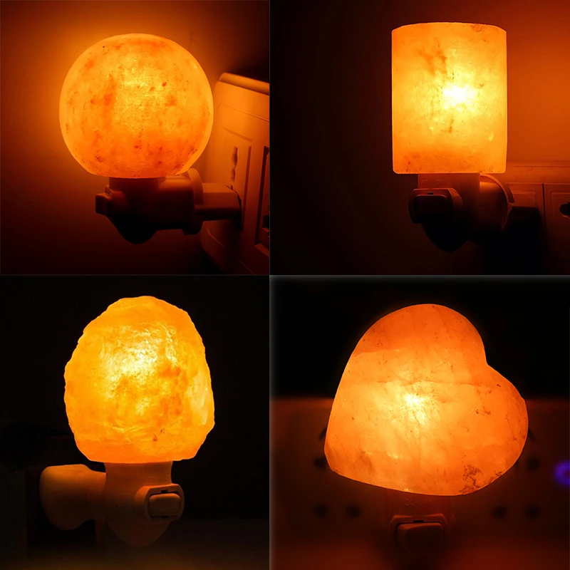 Crystal Salt Lamp Himalayan Natural Ore Night Light Release Negative Ion Help Sleep Purify odor Corridor Bedside Bedroom lamp