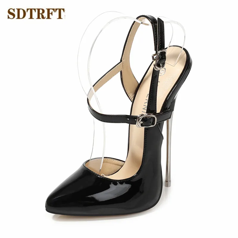 SDTRFT zapatos mujer 16cm thin heels shoes woman Pointed Toe Female Party Sandals Buckle Cosplay Punk pumps sandalia feminina