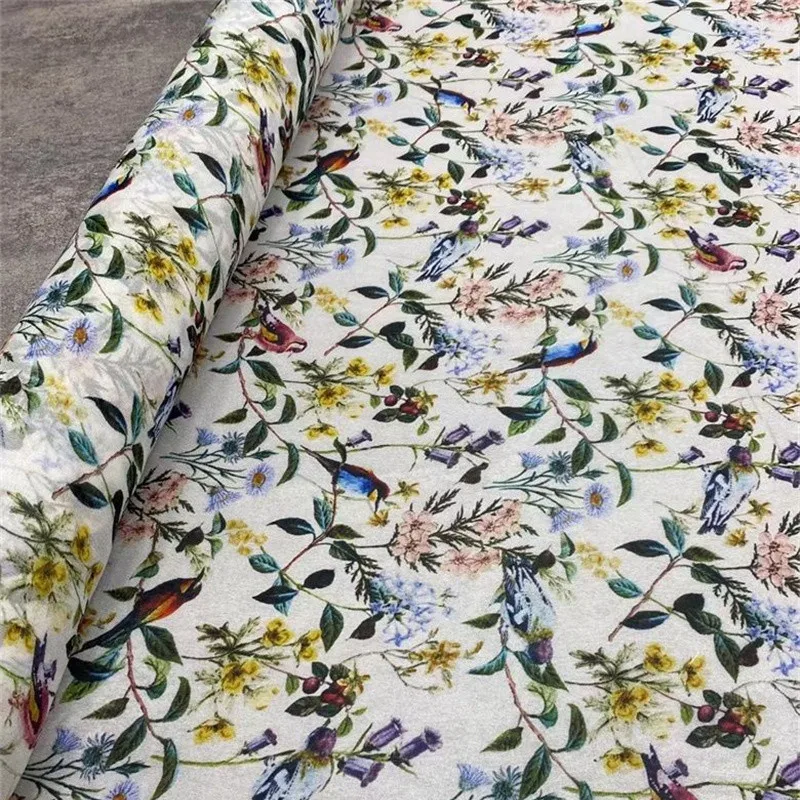 Summer New Product Fashion Refreshing Floral Print Silk Georgette Temperament Dress Shirt Clothing Silk Fabric French Designer