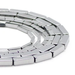 Rectangle Cuboid Square Plating Silver Color Hematite Natural Stone Spacer Loose Beads For Jewelry Making DIY Bracelet 4/6/9MM