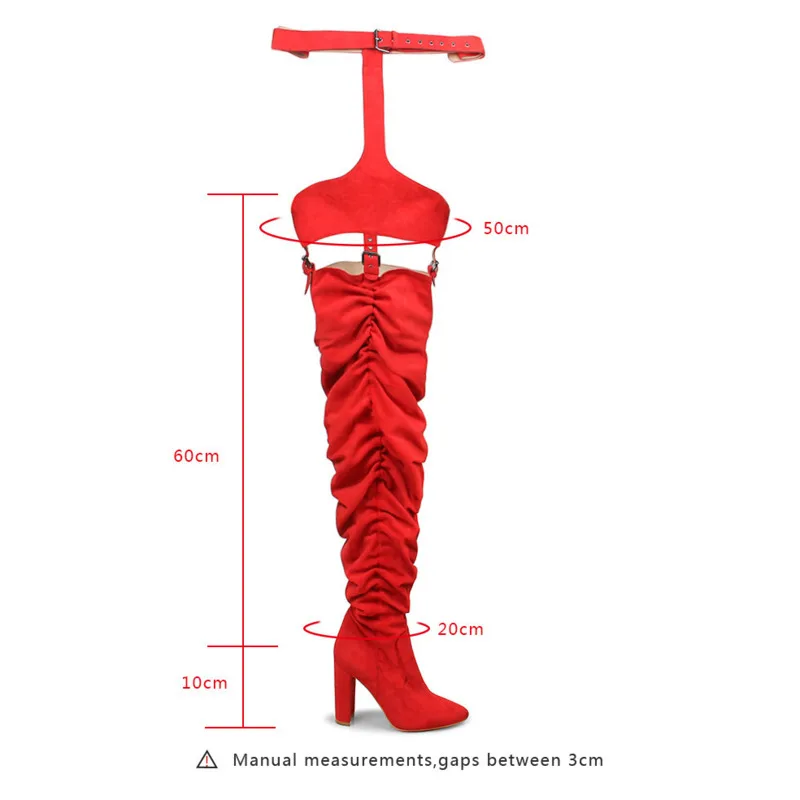 Women Sexy Block Heels Thigh High Boots Belt Buckle Army Boots Thick Heel Over The Knee High Boots 2022 Winter Lady Shoes