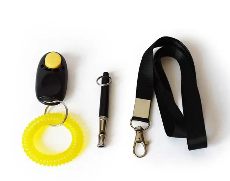 Dhl 100set 3 in 1 Ultrasonic Dog Whistle+adjustable Pet Training Clicker+free Lanyard Set Pet Dog Training Supplies Wholesale