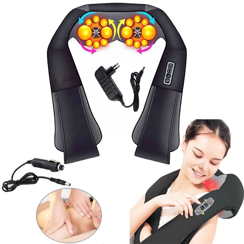 

Home Car Electrical Body Neck Massager Back Relaxation Massagem U Shape Shoulder Shiatsu Infrared heated 3D Kneading Shawl belt