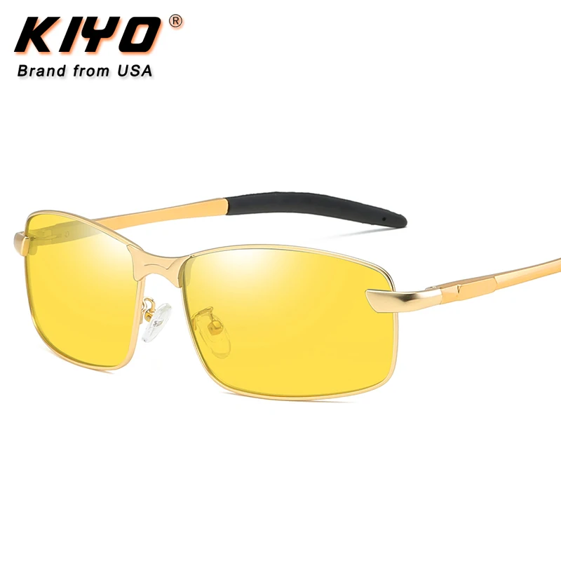 KIYO Brand 2020 New Men Square Photochromic Polarized Sunglasses Aluminum and Magnesium Classic Sun Glasses UV400 Driving 3043A