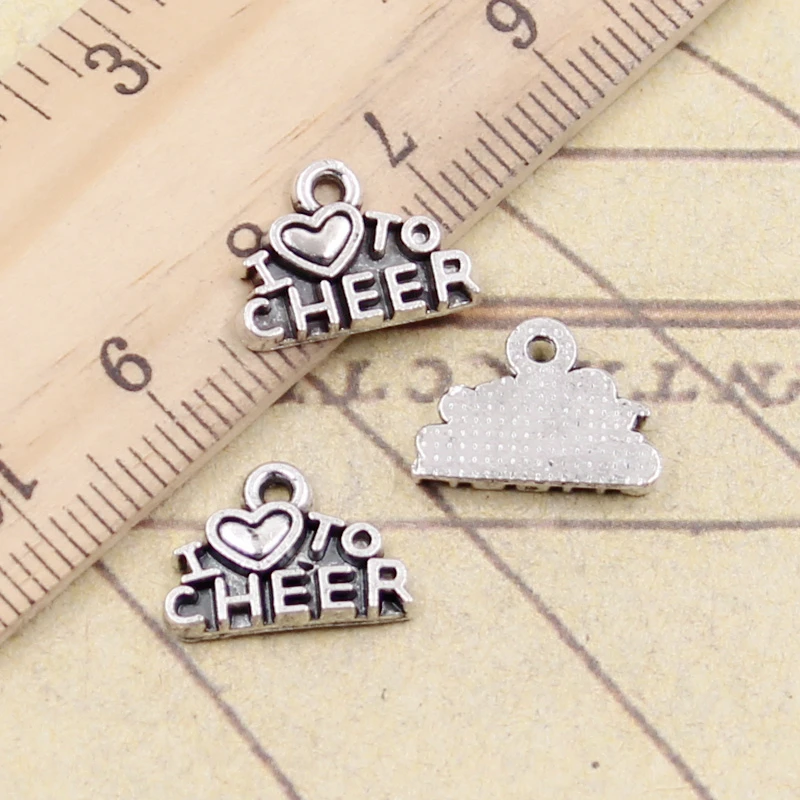 

30pcs Charms i love to cheer 14x10mm Tibetan Silver Color Pendants Antique Jewelry Making DIY Handmade Craft