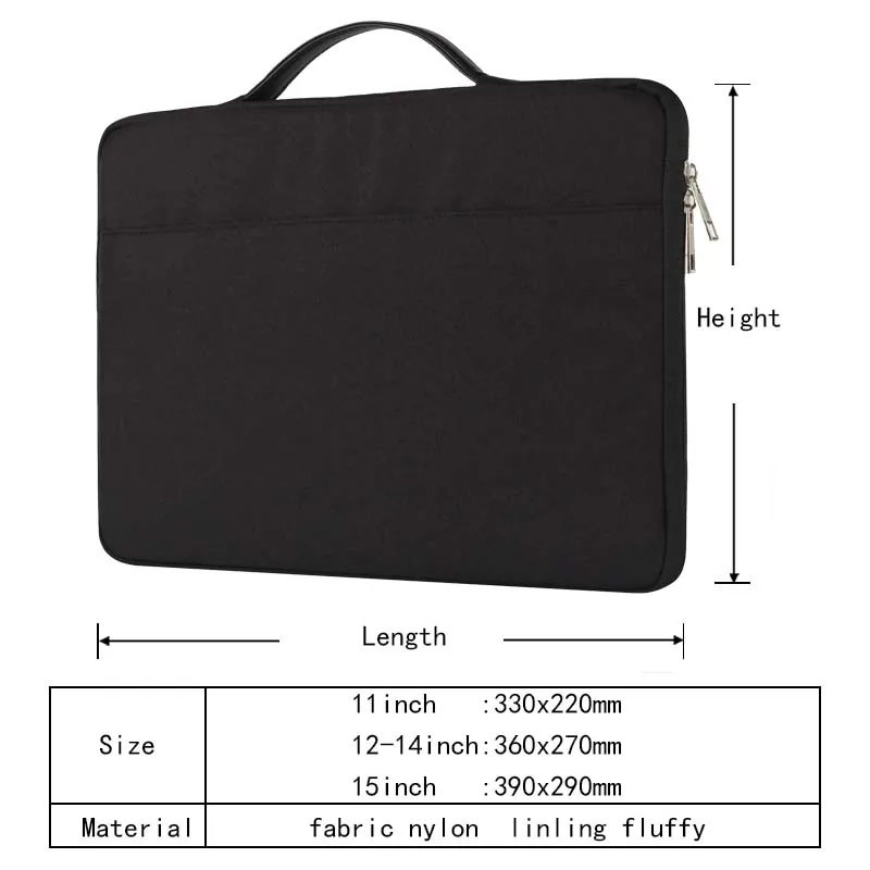 Solid Laptop Sleeve Bag for Microsoft Surface Pro 2/3/4/6/7/X/Book/Laptop Portable Style Case for 14/15.6/11.6/12/13.3 Inch