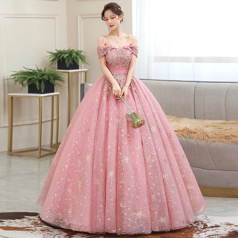 Vestidos Pink Quinceanera Dresses 2021 Off The Shoulder Party Dress Vintage Ball Gown Plus Size Prom Dress Robe De Bal