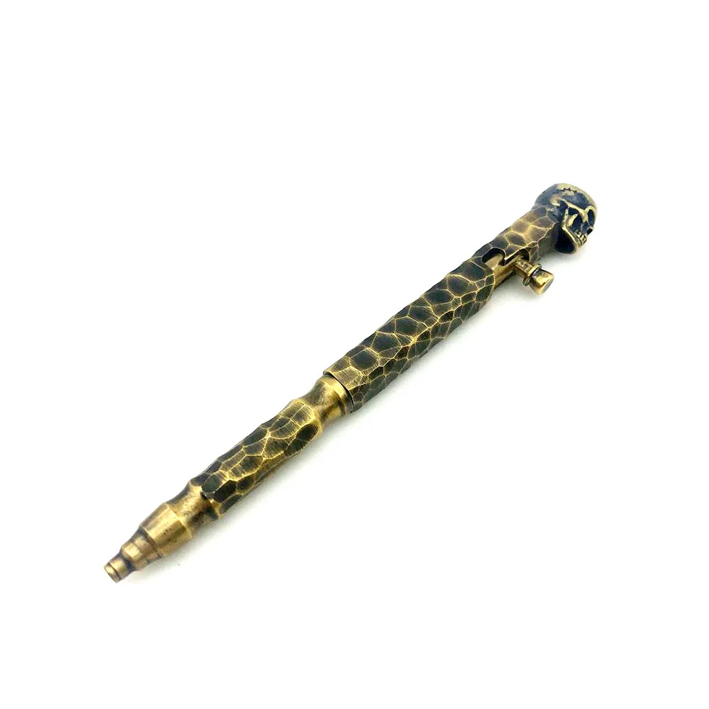 Outdoors Writing Tools EDC Solid Brass Handmade Stone Grain Bolt Ballpoint Pen School Office Stationery Supplies