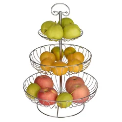 3 Tier Fruit Basket Iron Storage Fruit Dish Kitchen Home Bowl Detachable Metal Cake Stand Decorative Dessert Holder Organizer