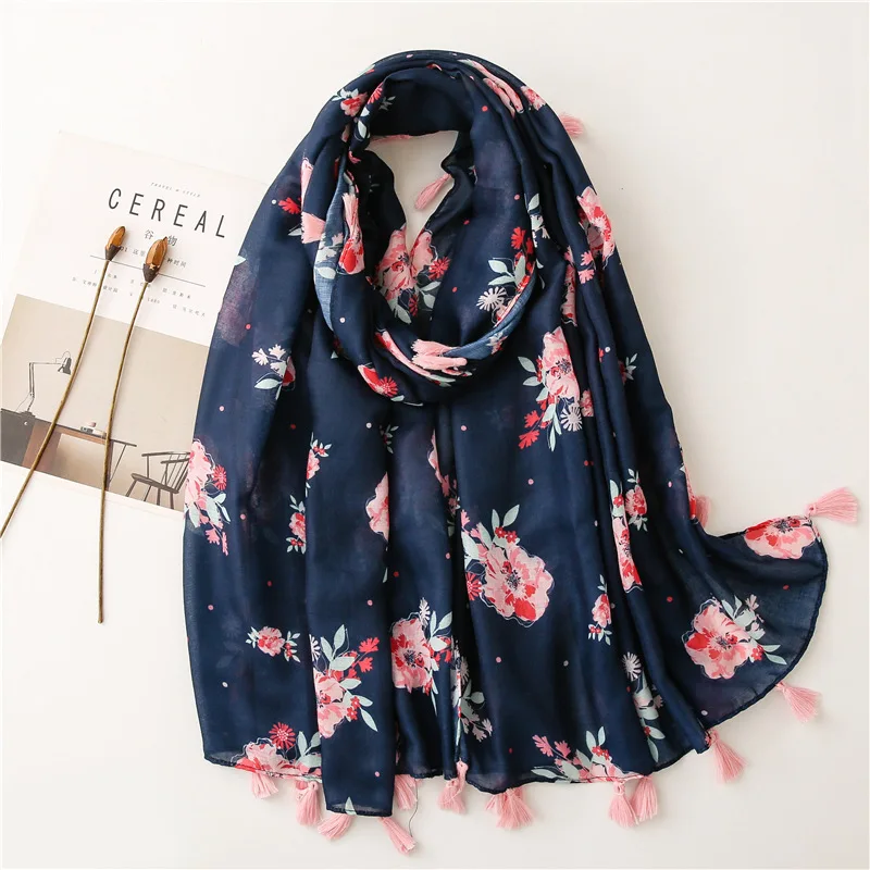 

Lightweight Paisley Floral Printed Boho Scarf Spring Summer Fashion Fringed Scarves Wrap Shawls Women Soft Warm Sunscreen Stoles