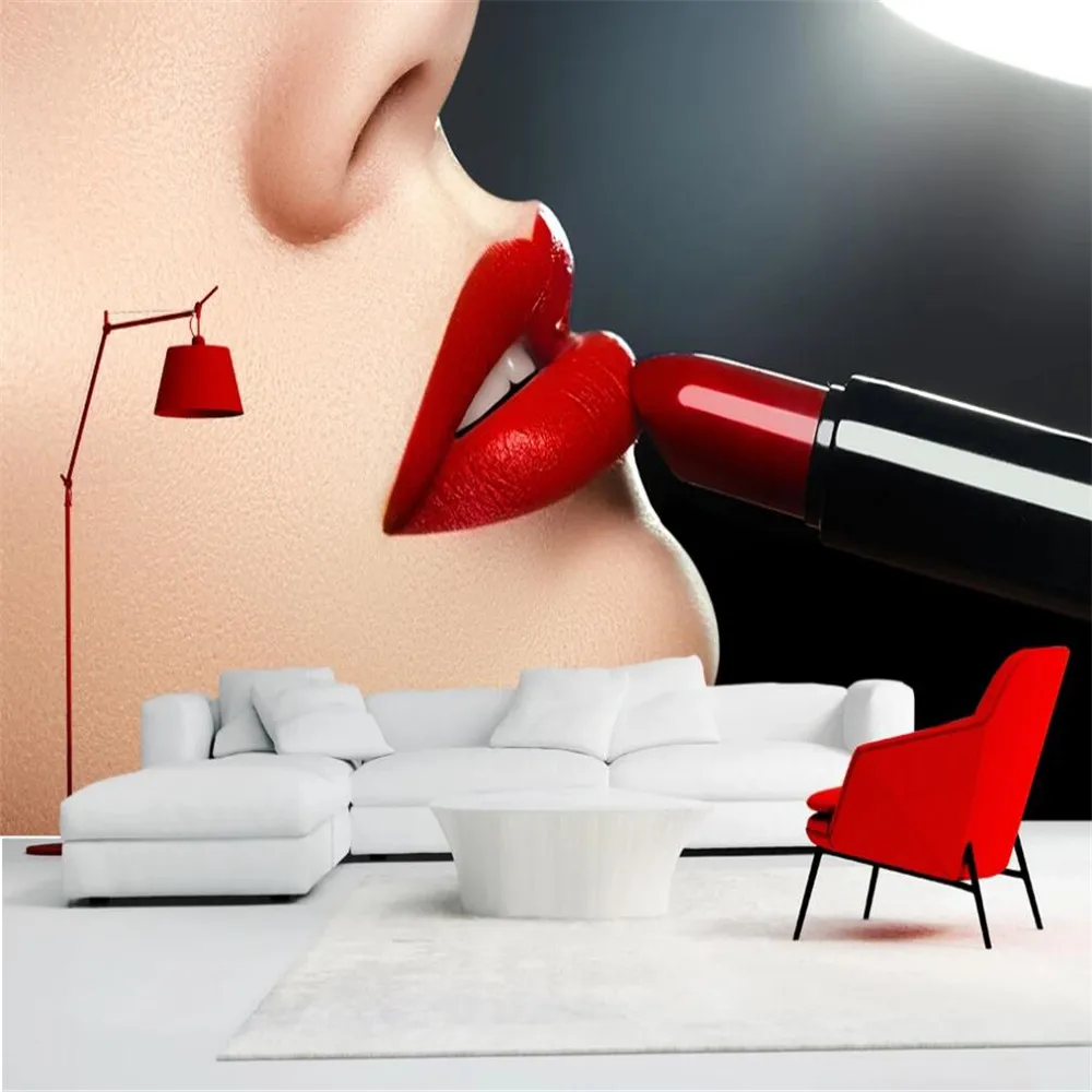 

Custom large 3d wallpaper mural modern art beautiful sexy red lips background wall decoration painting wallpaper mural