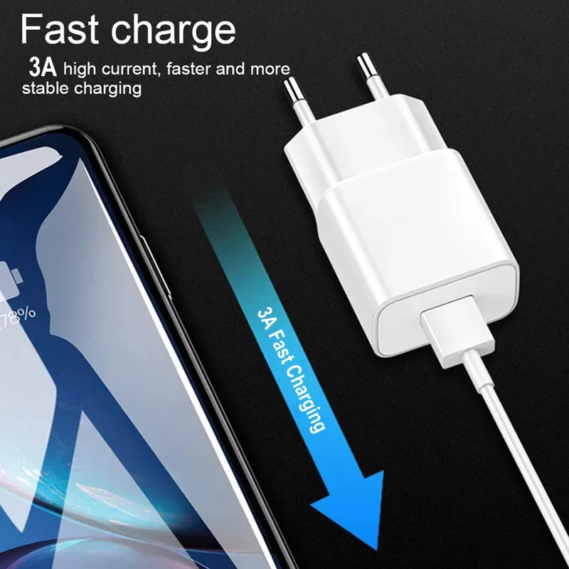 Fast Phone Charger Type-C USB Cable Quick Charge 3.0 EU Plug For Motorola Moto G8 G9 G7 Power Plus Play Samsung Phone Adapter