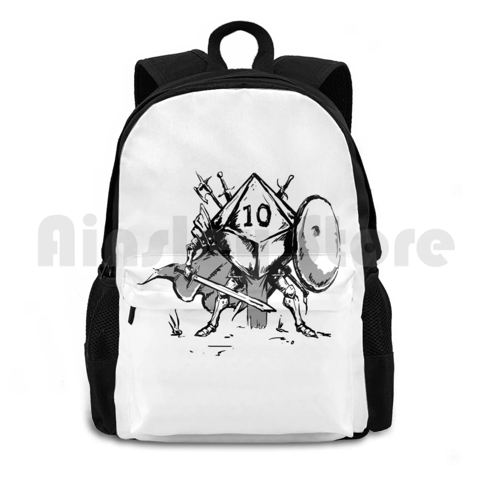 Fighter Outdoor Hiking Backpack Waterproof Camping Travel Dnd Dice Games Game Gamer Dragon Dundgeons And Nerd Geek Letson Funny