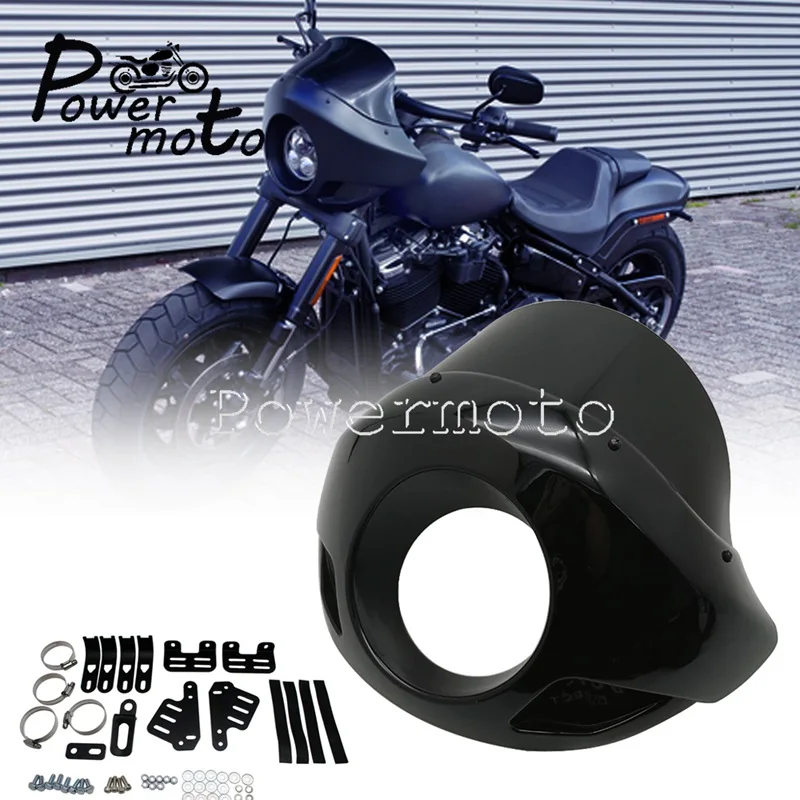 

Вилка для мотоцикла 35-49 мм, лобовое стекло 5 3/4 дюйма, крышка фары, обтекатель, дефлектор для Harley Sporster Dyna Softail Cafe Racer, на заказ