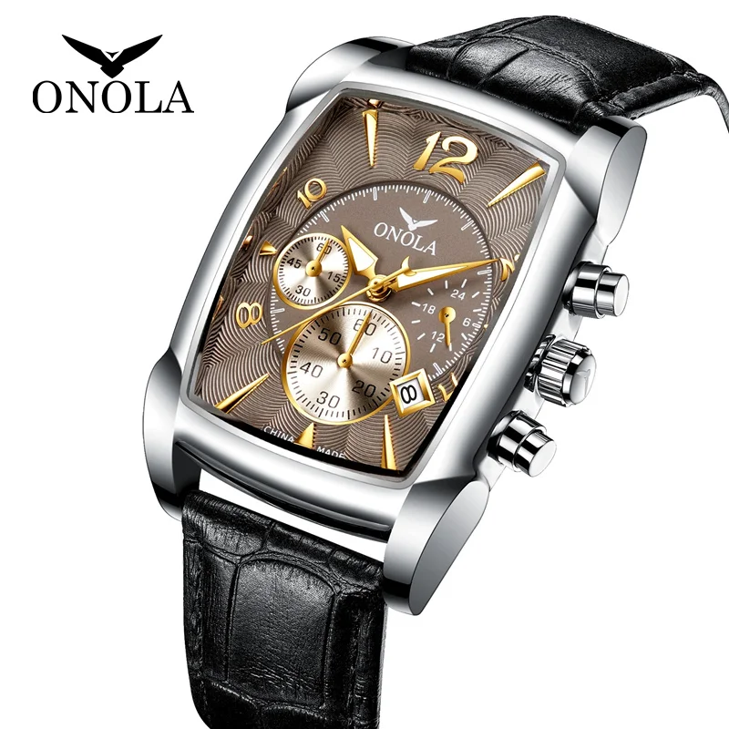 Mens watch ONOLA 2021 New fashion business Stainless Steel quartz watches men luxury Top Brand Leather watch for men