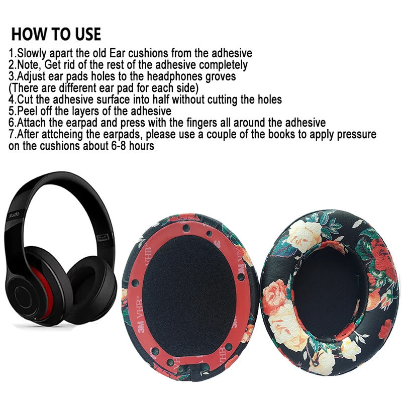 Replacement Earpads Cushions Ear pillows Care Headphone for Beats by dr dre Studio 2.0 Studio 3 B0500 B0501 Wireless Headset