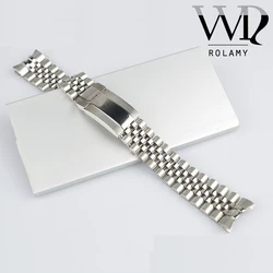 Rolamy 20mm 316L Steel Replacement Wrist Watch Band Strap Bracelet Jubilee With Oyster Clasp For Rolex GMT Master II