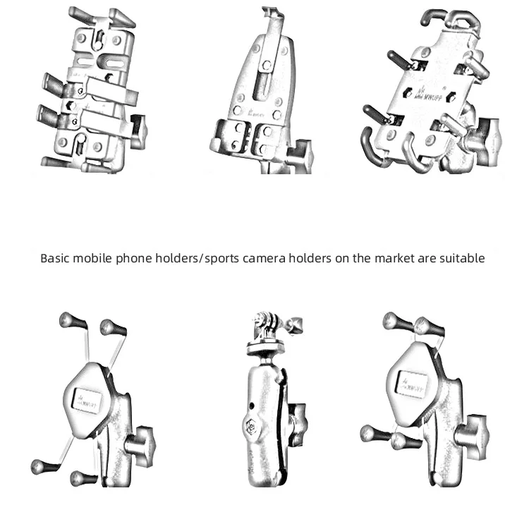 Motorcycle universal Extension ball head of rearview mirror seat is for Honda CB650R GSX750 Z900 mobile phone bracket fixed base