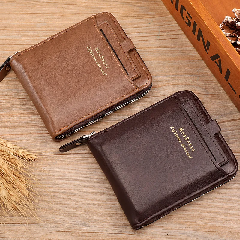 Vintage Small Men's Wallet Pu Leather Short Purse Men Hasp Zipper Clutch Solid Porte Feuille Hommes Porte Monnaie Homme 2024