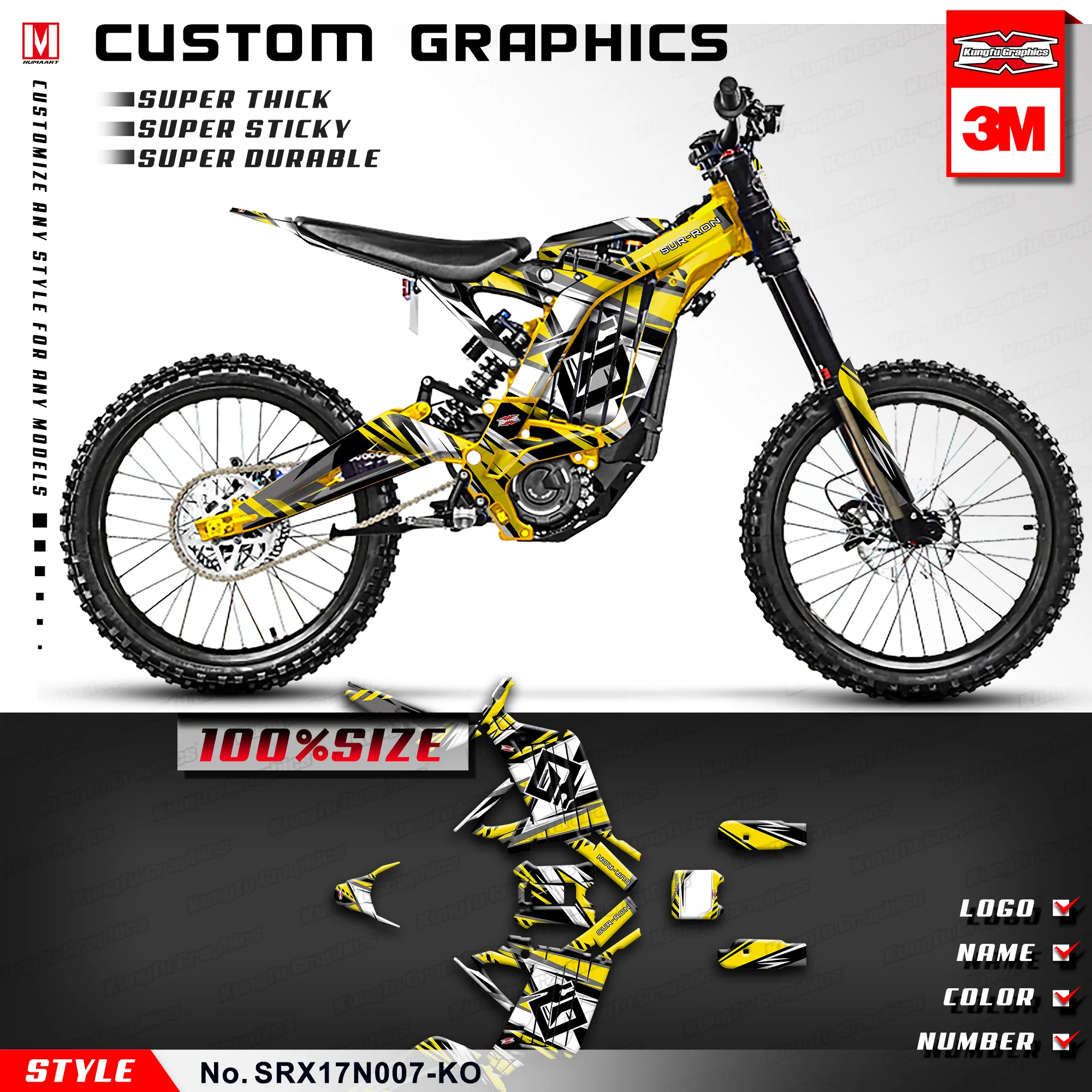 KUNGFU GRAPHICS Restyle Graphics Stickers Complete for Surron Light Bee X Segway X160 X260, Style no. SRX17N007-KO