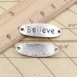 10pcs Charms Believe Connector 30x10mm Tibetan Silver Color Pendants Antique Jewelry Making DIY Handmade Craft