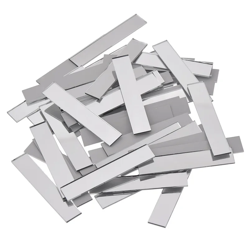 50PCS/Pack Rectangle Glass Mirror Mosaic Tiles Stickers DIY Home Bathroom Wall Decoration Supplies Materials