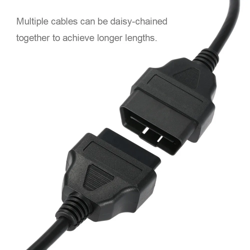 0.3/1.5/ 3 Meter Male To 16Pin Female OBD II Connector OBD2 Extension Cable OBD2 16 Pin Car Scanner Convert Adapter Best Price