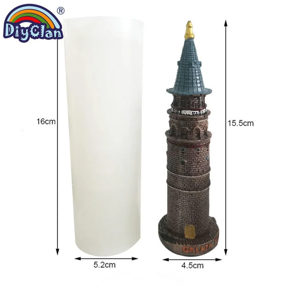 3D Tower Silicone Candle Mold Galata Tower Shape DIY Ornaments Decoration Mould Handmade Making Plaster Resin Crafts Molds