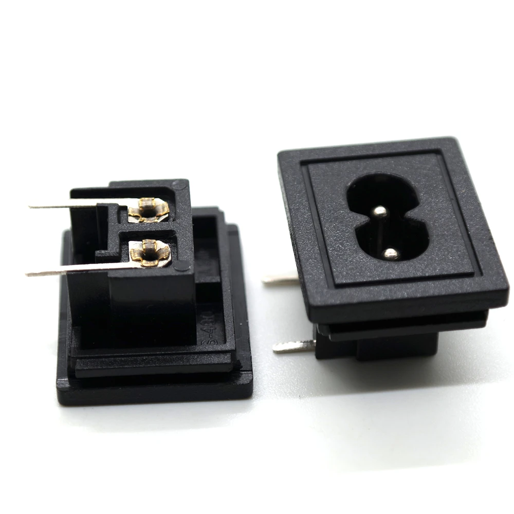 5/10 Pcs/lot AC250V 2.5A Iec320 Big C8 Male Plug black 2 Pins 2.0 Power Inlet Socket Connector 31*24mm Terminal Power Plug Inlet