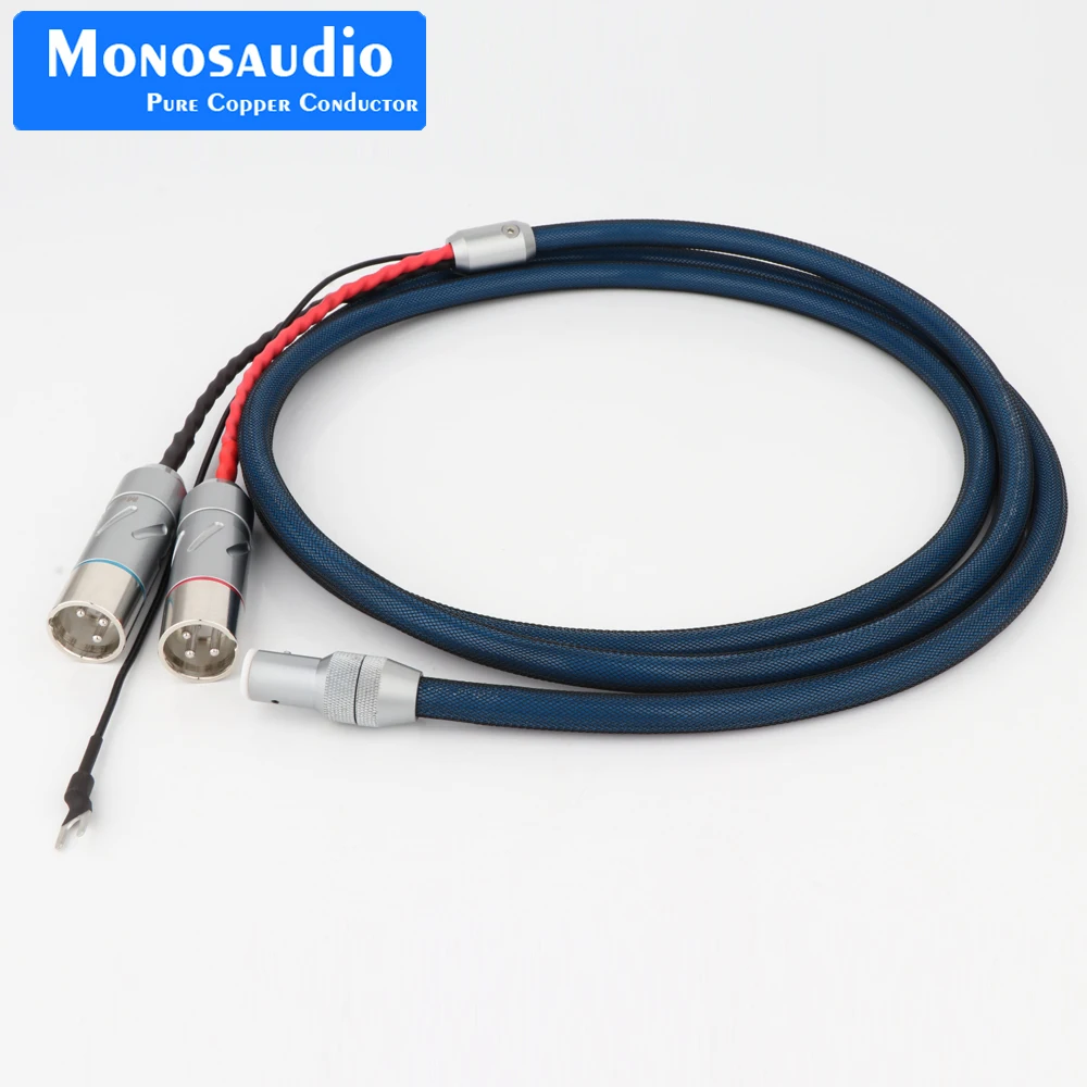 Monosaudio TA205 OFC Silver Plated With shielding Braid XLR 5pin DIN XLR U spade plug Audio Phono Tonearm Cable with Ground Wire