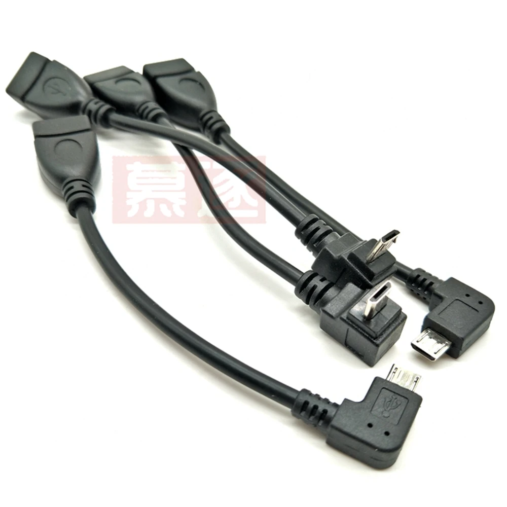 10Cm 90 Graden Rechts & Links & Up & Down Schuine Micro Usb 2.0 5Pin Male Naar Usb 2.0 een Vrouwelijke Uitbreiding Connector Adapter Otg Kabel