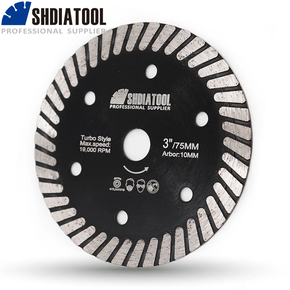 SHDIATOOL-hoja de sierra Turbo de cerámica prensada en caliente, herramienta de corte rápido de 75mm, 3 ", 10 unids/paquete
