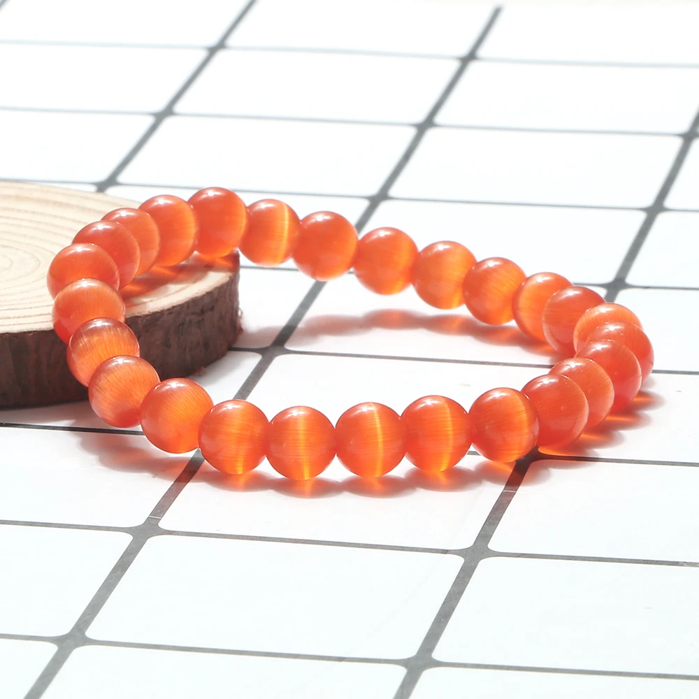 Women Cat Eye Beads Bracelet Colorful Natural Opal Stone Men Crystal Chakra Strand Stretch Bracelets&Bangles Friend Gift Jewelry