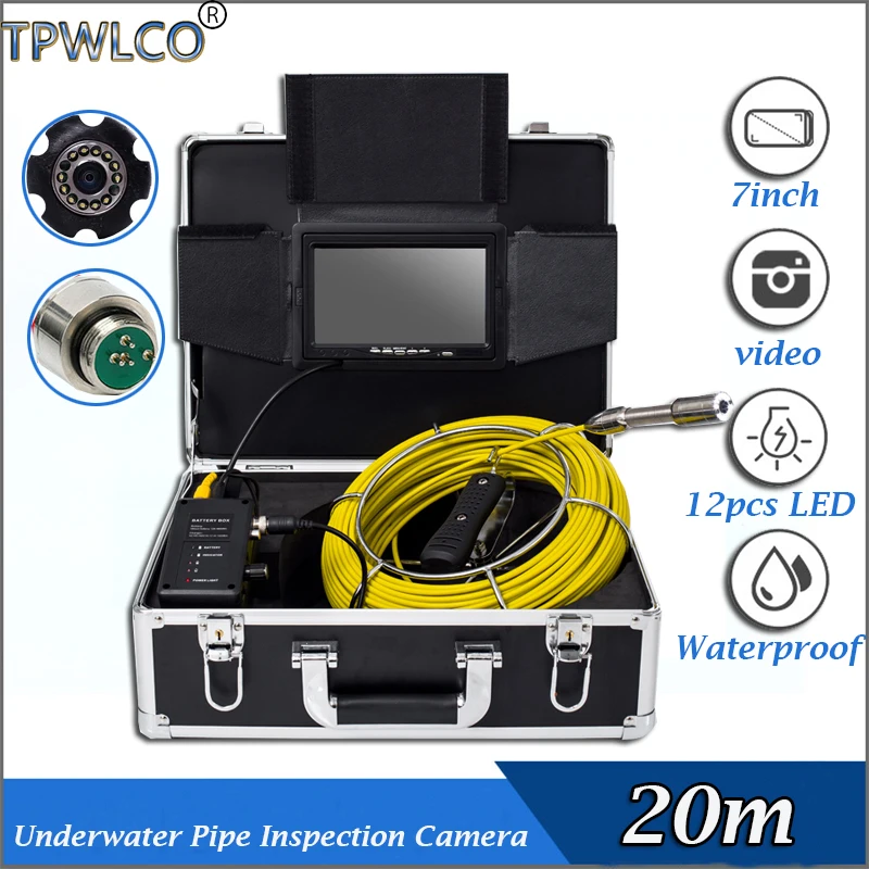 

23mm Underwater Pipe Inspection Camera 7" LCD Monitor 20m Industrial Endoscope Inspection System DVR Function With 8GB Card