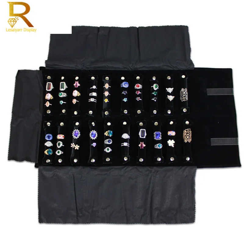 

Portable Case Roll Bag for Travel Carring Case Velvet Organizer Multi Functional Rings Storage Box Foldable Organizer Box