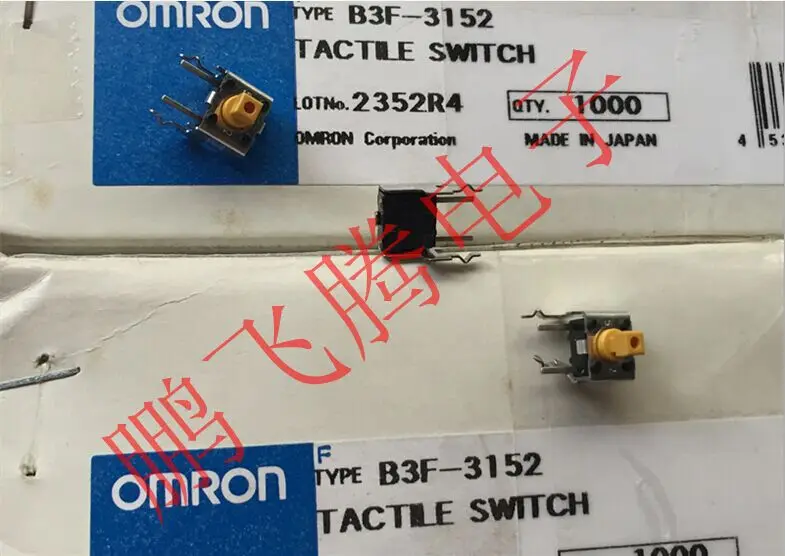 10PCS/lot Imported Japanese B3F-3152 touch switch 6*6*7.3 with bracket square head button 2 feet