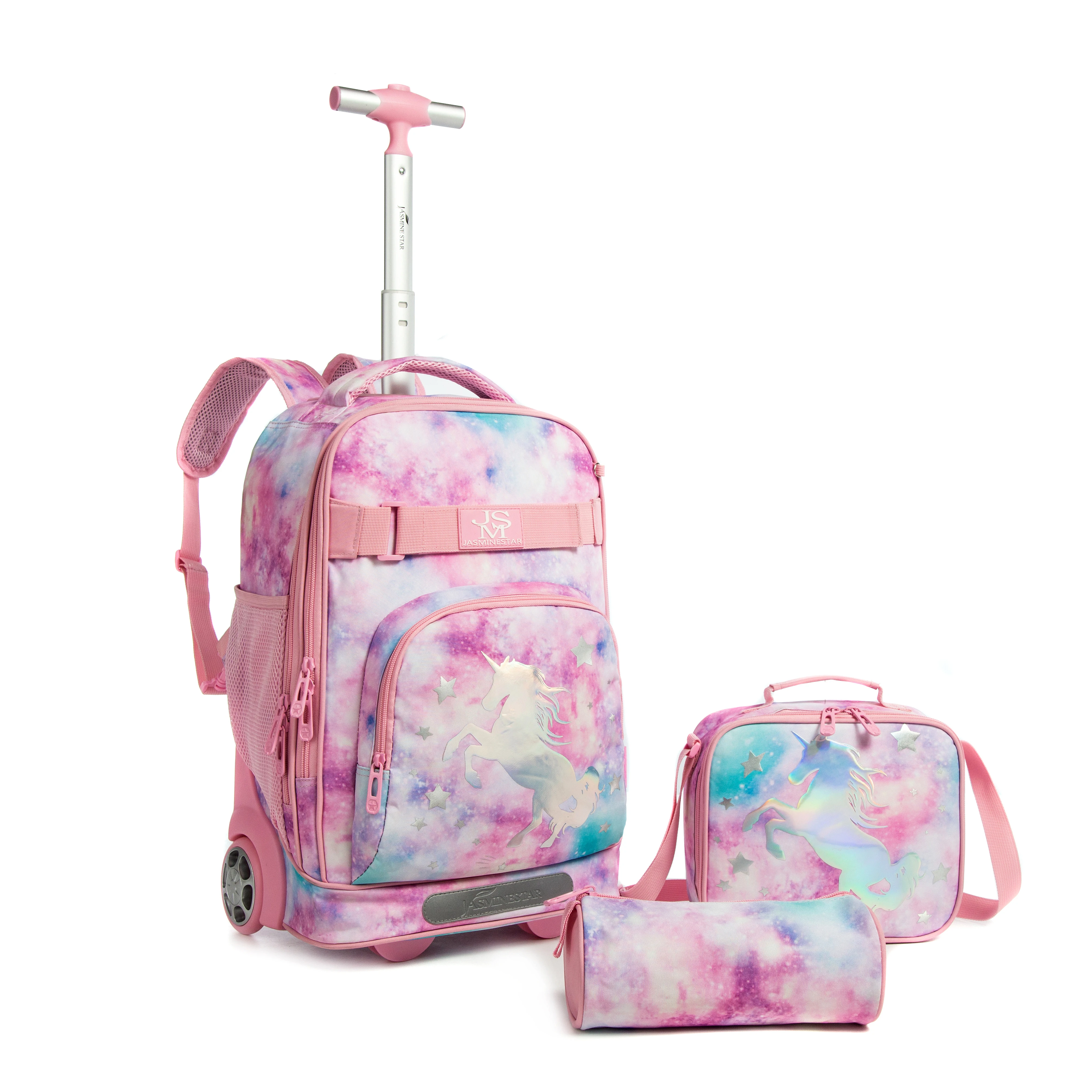 Children School Trolley bag sets with lunch bag Rolling luggage backpack school wheeled backpack girls School Rolling Bag Wheels