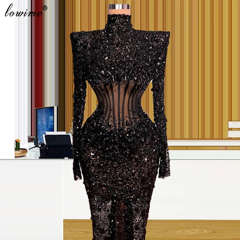 4 Designs Black Crystals Evening Dresses 2021 Middle East Formal Evening Gowns Beading Birthday Party Gowns Vestidos Formale