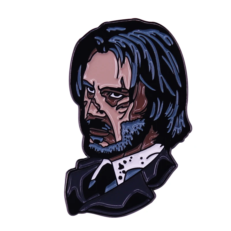 Keanu Reeves Enamel Pin The Legend Himself, Baba Yaga Pistol John Wick Brooch fight crime movie Killer badge