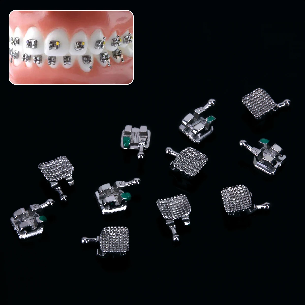 20 sztuk/zestaw 20 zestawów/pudło AZDENT Dental ortodontyczne wspornik metalowy Monoblock Mini MBT/Roth 022/018 345 haki